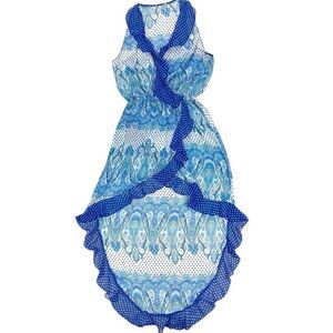 Jessica Simpson Cover Up Women S Blue Ruffle Hem Asymmetrical Boho Beachy Dress